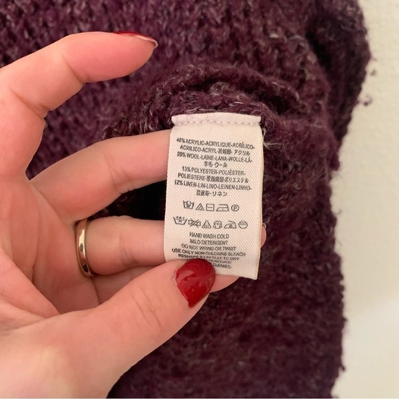 Free People Purple Cowl Neck Knit Sweater Size Extra Small - Picture 5 of 8